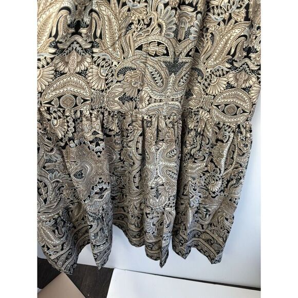 NWT BOEMO Anthropologie Boho Tiered Maxi Dress Smocked Floral Paisley Small - Picture 3 of 6